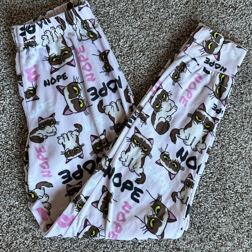 Grumpy Cat NOPE Velour PJ Pants Women's size Small